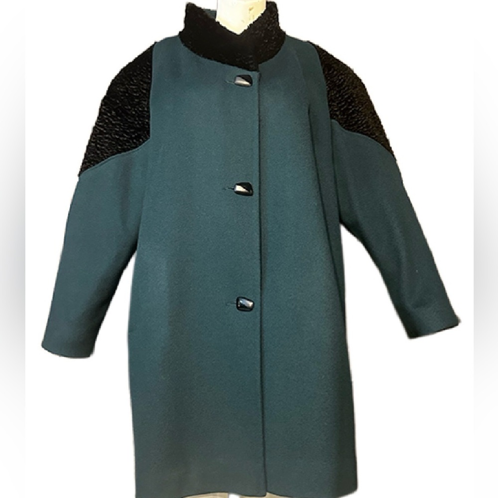 Vintage Wool Forest Green and Black Women's Coat